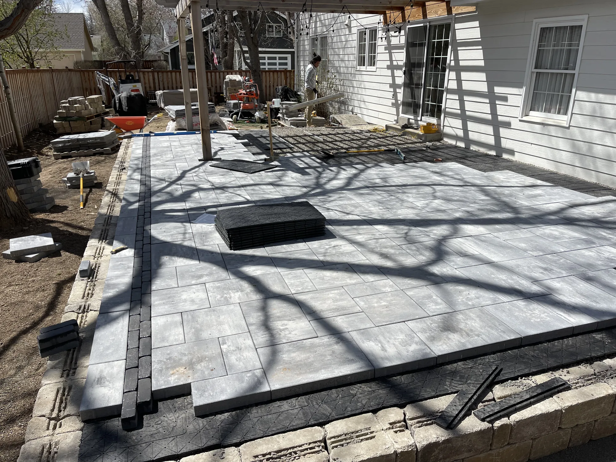 Geometric patio base and inlay layout in progress